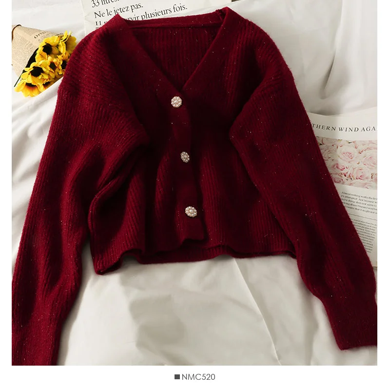 Editorial Design Han Fan loose and thin three button single breasted cardigan sweater  1784