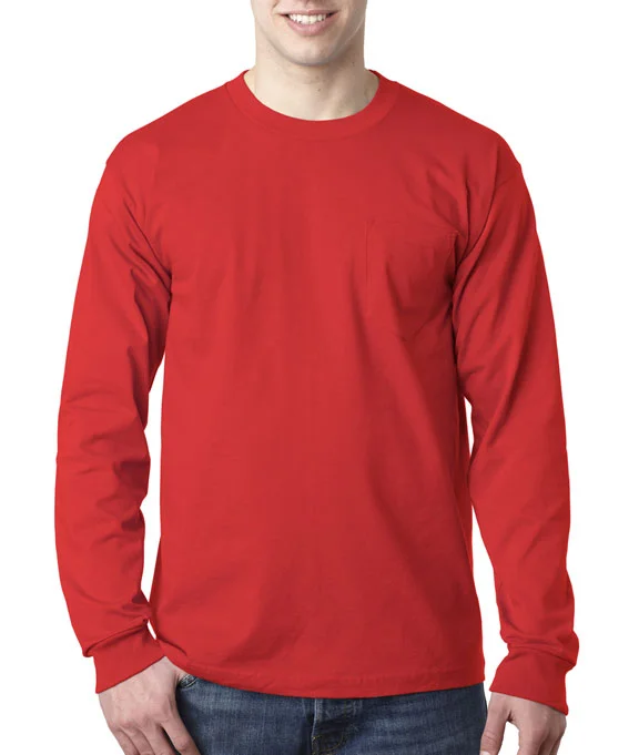 French Style 8100 - Bayside Adult Long-Sleeve T-Shirt w/ Pocket | Red