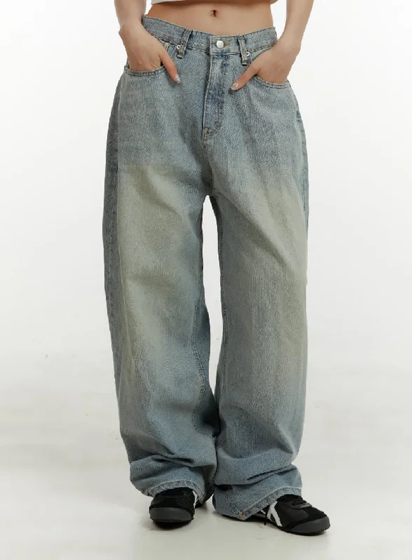 Luxury Temperament Relaxed Baggy Washed Jeans CY408