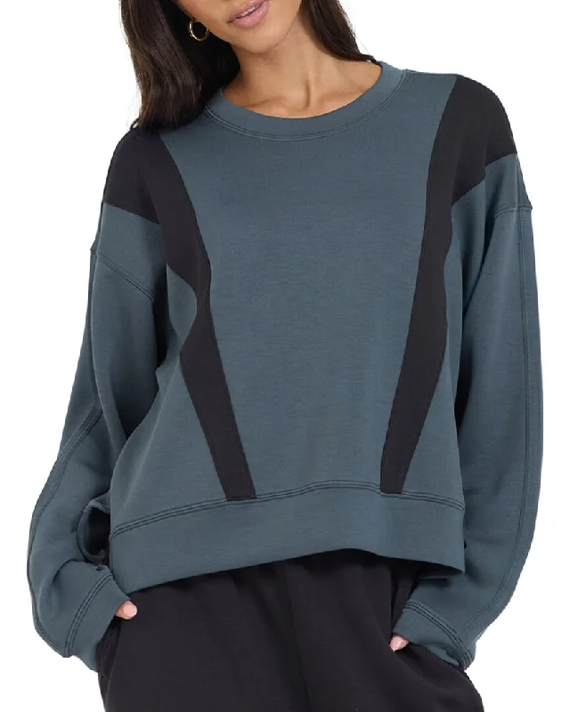 Thin Design Vintage Havana Colorblock Cloud Fleece Insert Crew Top