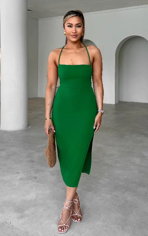 Cozy Layers Saunders Midi Dress - Amazon Green