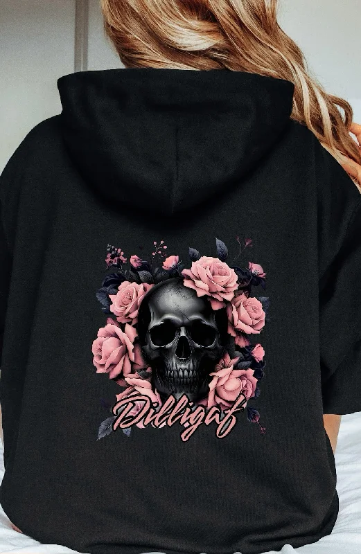 Cute Design Dark Pink Skull Pullover Hoodie