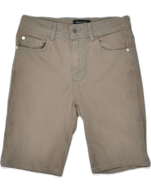 Retro Dress MASSIMO DUTTI Womens Casual Shorts EU 36 Small W26 Khaki Cotton