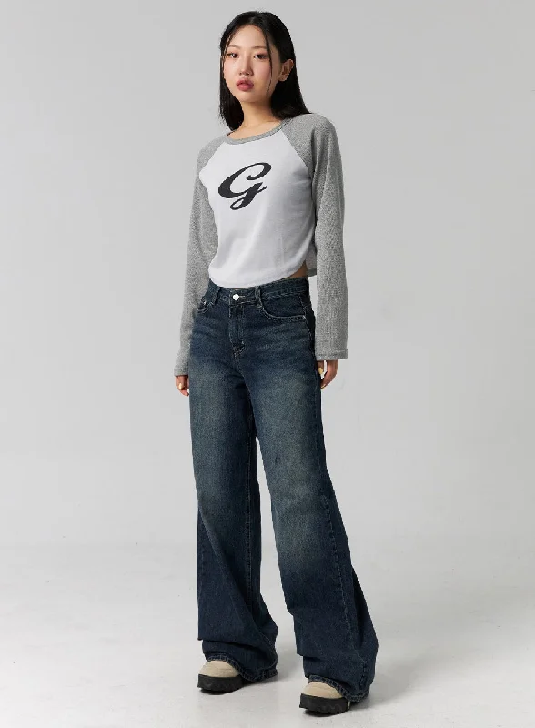 Free and comfortable Low Rise Washed Wide Jeans CG315