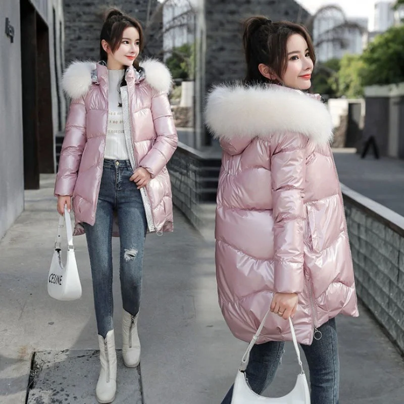 Trendy Wear Thick Large Fur Collar Wash Free Winter Coat