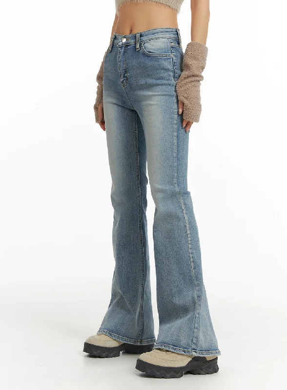 Sports Cool Mid Rise Solid Flared Jeans CJ429