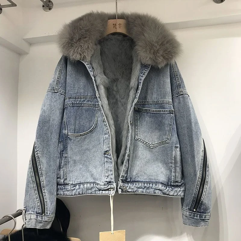 Unique prints Women's Inner Denim Loose Coat