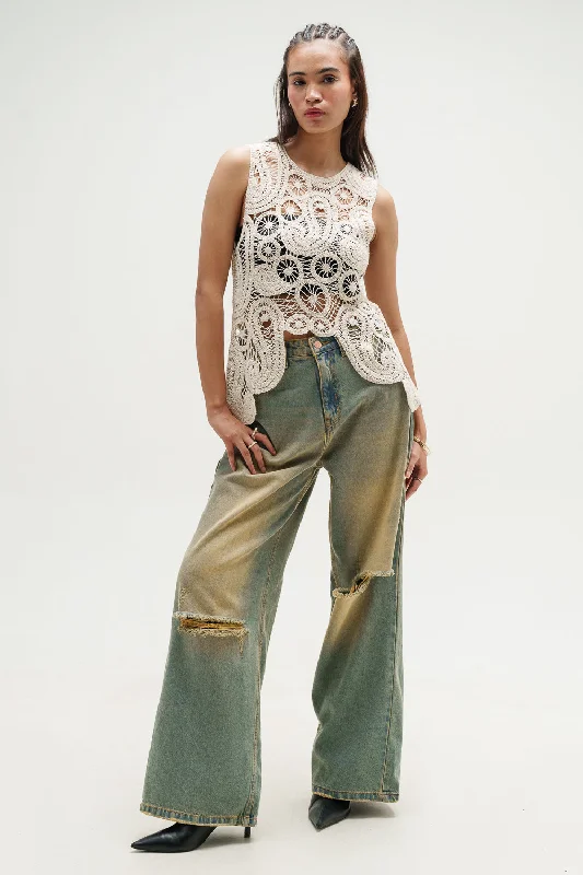 High Street Series Desert Sand Super Wide Flare Jeans