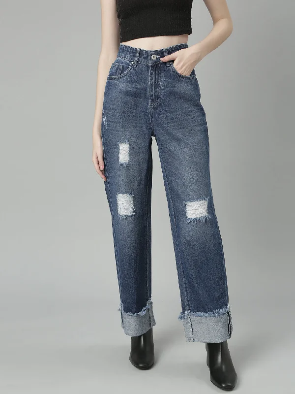 Personalized print Women Blue Denim Jeans