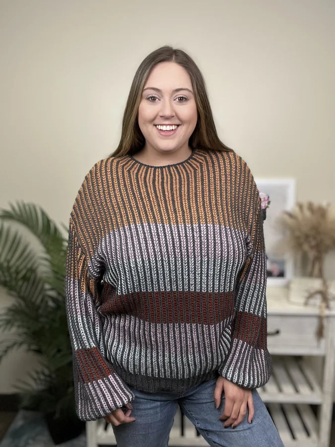 Ultra-lightweight You Spin My World Around Women's Knit Bubble Sleeve Sweater