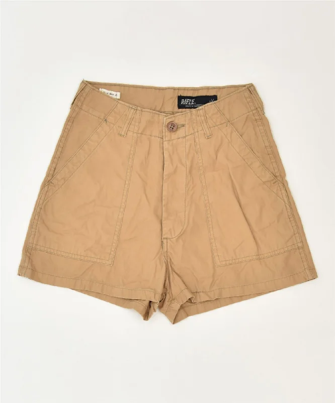 Extra long version RIFLE Womens Chino Shorts W25 XS Brown Cotton Classic