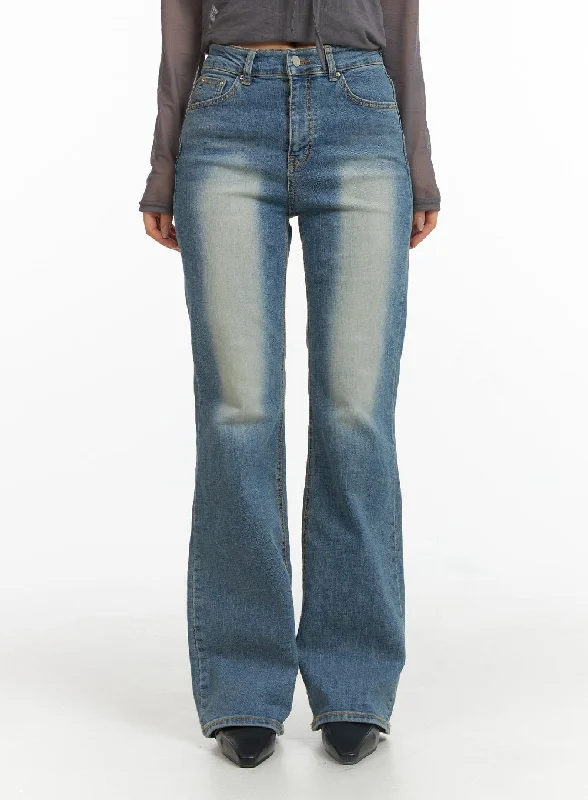 Casual And Casual Washed Slim Fit Denim Bootcut Jeans CJ426