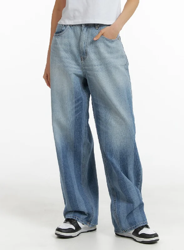 Fashion Touch Faded Striped Baggy Jeans CM407