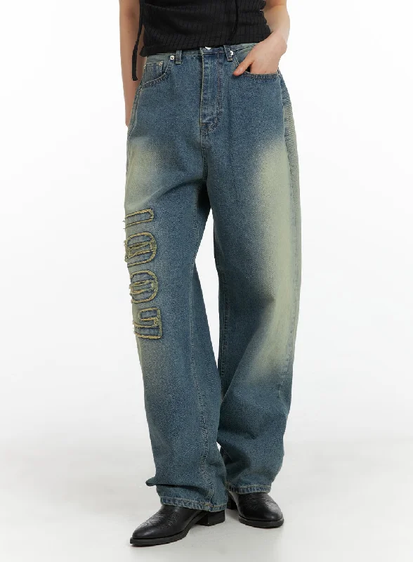 Design Trend Distressed Baggy Straight Jeans CM413