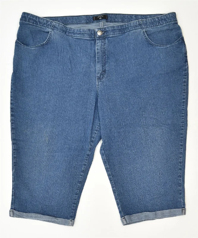 Noble Temperament LEE Womens Riders Slim Denim Shorts W52 5XL Blue Cotton Classic