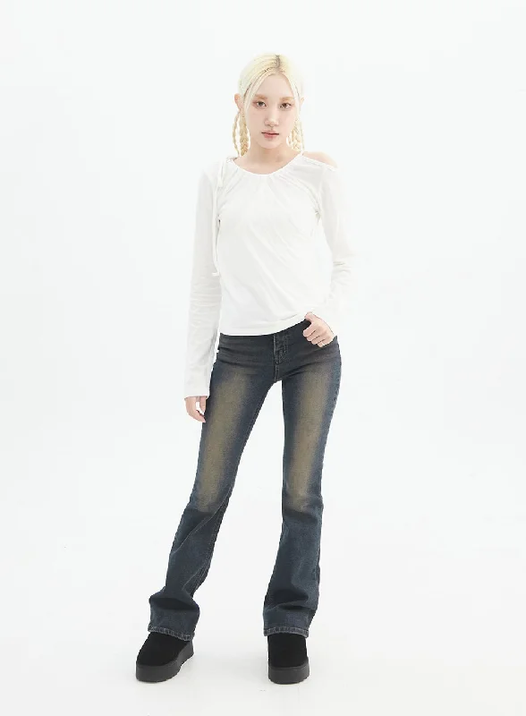 Personalized Design Slim Fit Boot Cut Jeans IN327