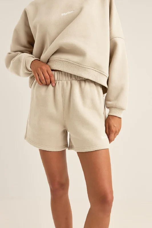 Editorial Design Logo Fleece Shorts Oat