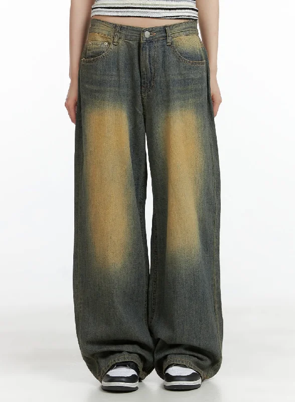 Easy Style Vintage Washed Low Rise Baggy Jeans CL402