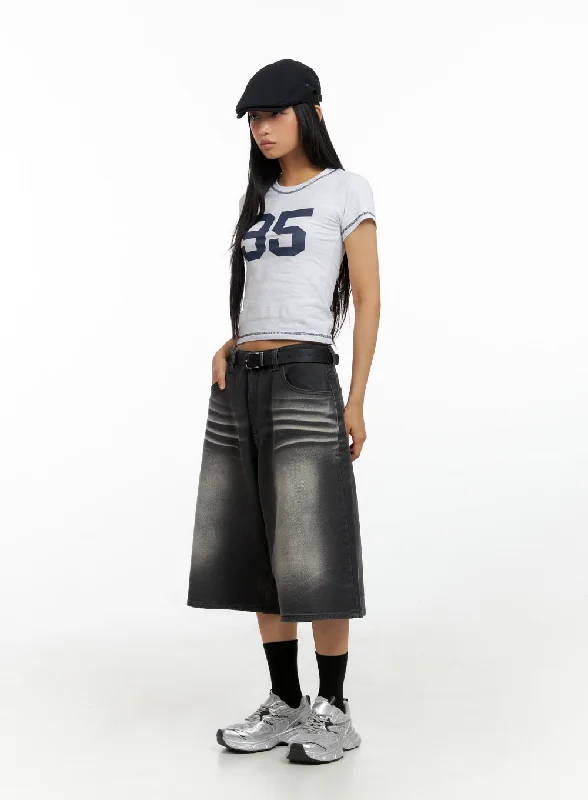 Fashion Pioneer Washed Baggy Jorts IL419