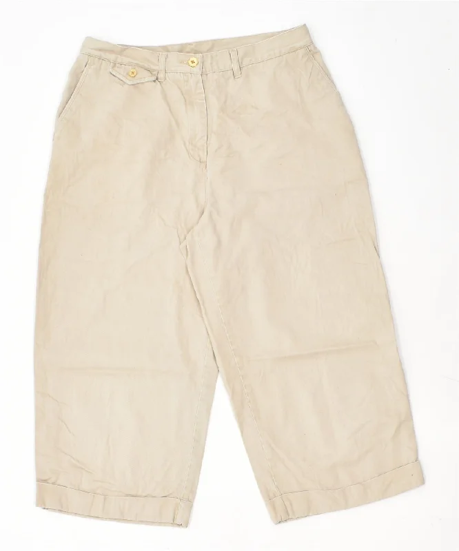 Creative Style RALPH LAUREN Womens High Waist Bermuda Shorts US 10 Large W28 Beige Cotton