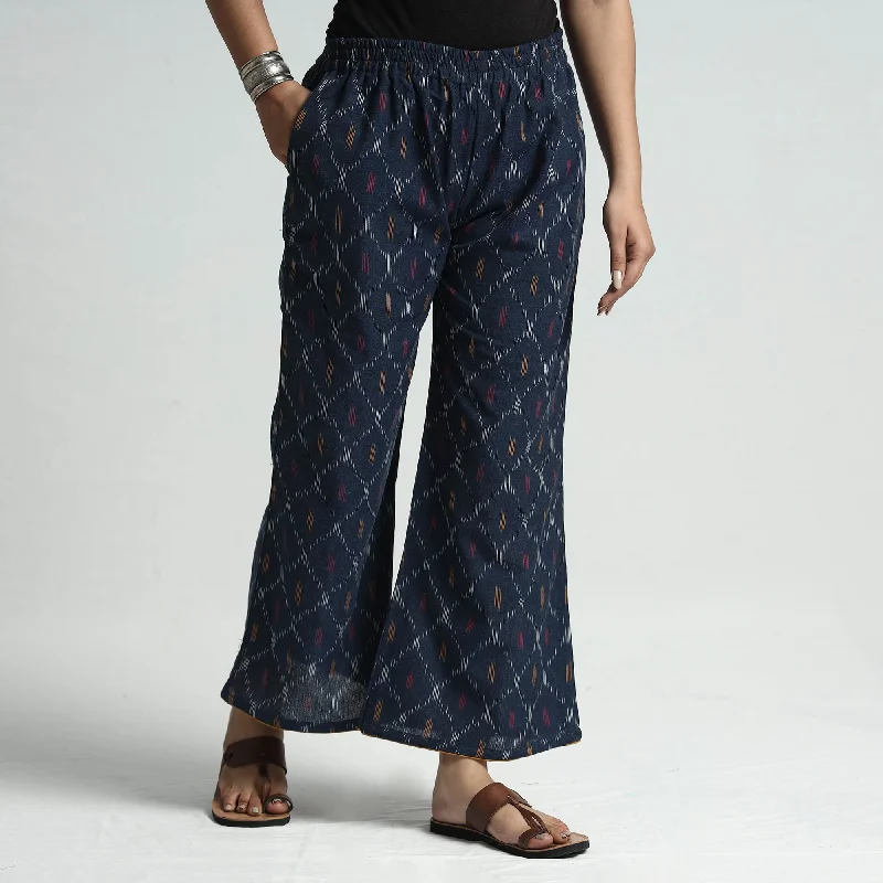 Fun and cute Dark Blue - Pochampally Ikat Weave Cotton Elasticated Palazzo