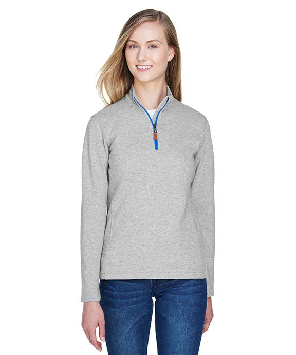 Comfortable Wear DG479W - Devon & Jones Ladies DRYTEC20™ Performance Quarter-Zip | Grey Heather/French Blue
