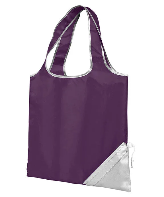 Classic Retro 1182 - Gemline Latitudes Foldaway Shopper Tote Bag | Plum/Silver