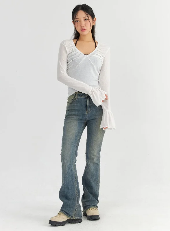 Exquisite Design Slim Washed Bootcut Jeans CO327