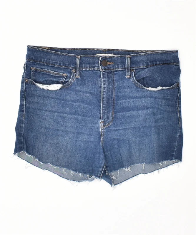 Floral Prints LEVI'S Womens Slimming Skinny Denim Shorts W33 Large Navy Blue Cotton