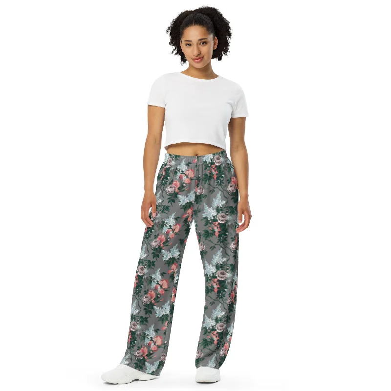 Soft Comfort Hattie J'Adore Bella Roses Wide-Leg Lounge Pants | Pinup Couture Relaxed