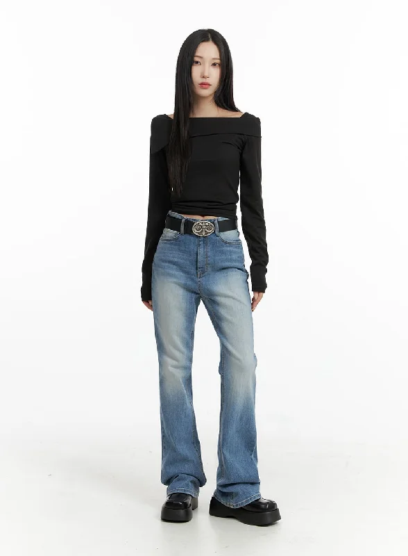 Boutique style Washed Slim Fit Bootcut Jeans CF415