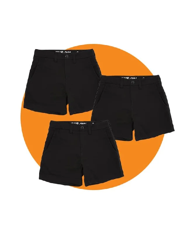Summer Selection Tradies WS-2W Womens Work Shorts Value Pack - Black