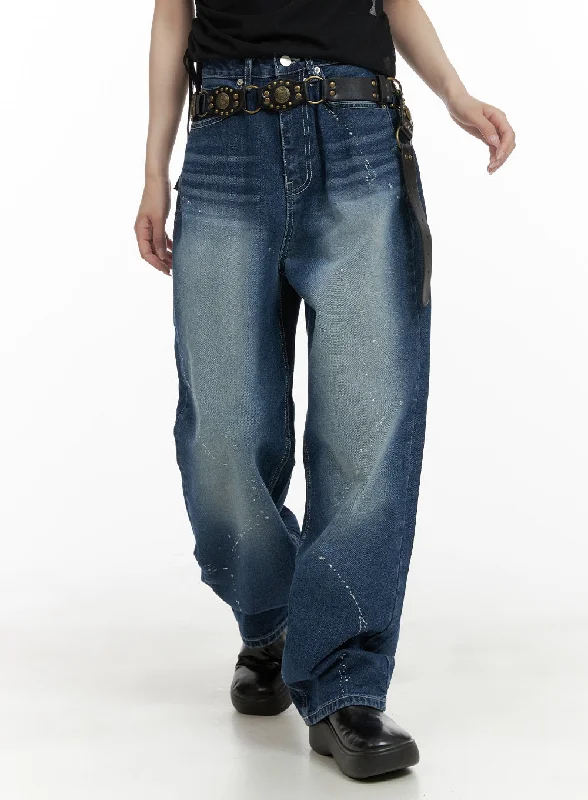 Sports And Leisure Splash Paint Baggy Jeans CA408