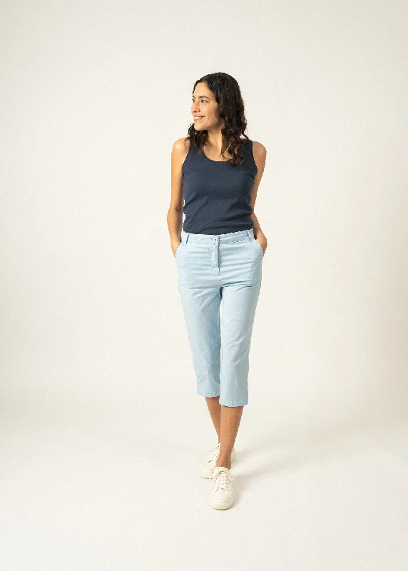 Bottom And Versatile Marinette three quarter pants - in cotton twill (CIEL)