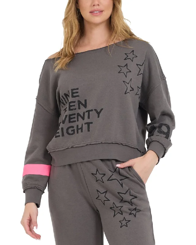 Simple Design Vintage Havana Heavy Surfwash Off-Shoulder Pullover