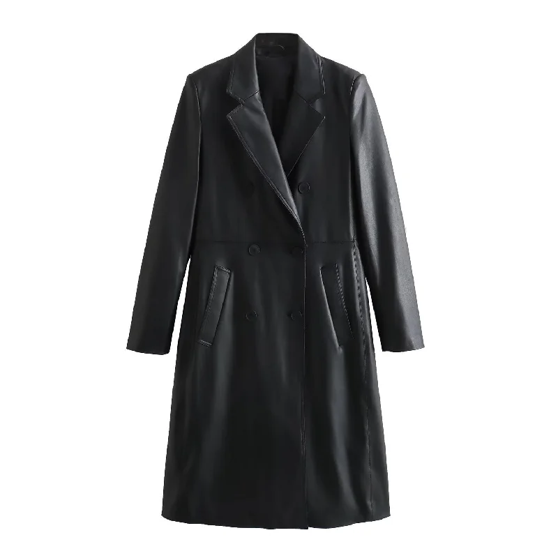 Fashionable Ease Autumn And Winter New Women's Clothing Loose Fashion Casual Imitation Leather Coat