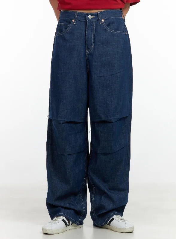 Effortless Elegance Pintuck Wide Baggy Jeans CL404