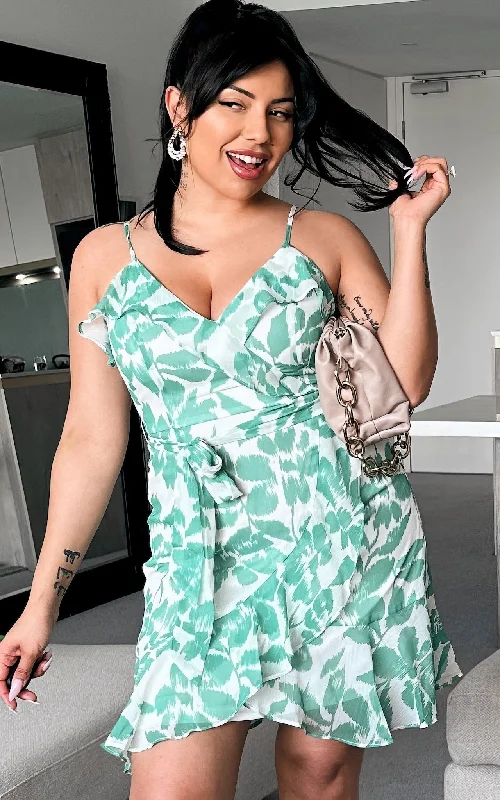 Street Letter Style Amario Mini Dress - Green Floral