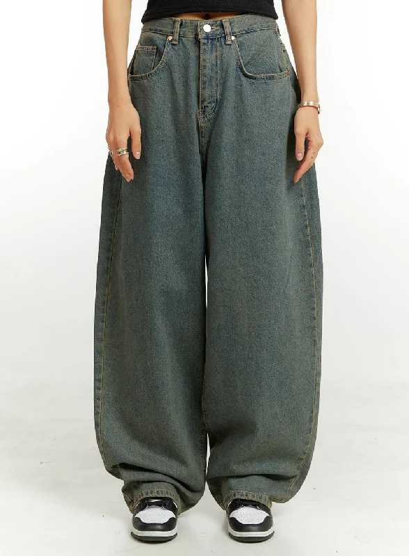 Light Comfort Denim Washed Baggy Jeans CU424