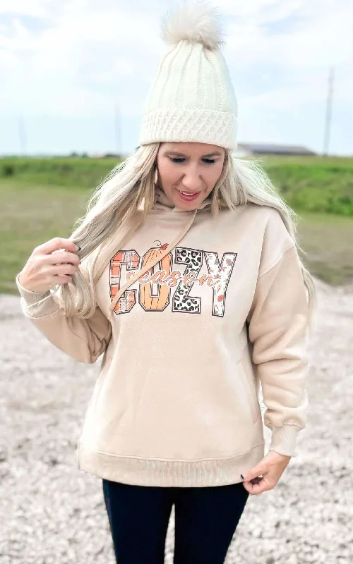 Warm Atmosphere Cozy Season Taupe Side Slit Hoodie** - Final Sale