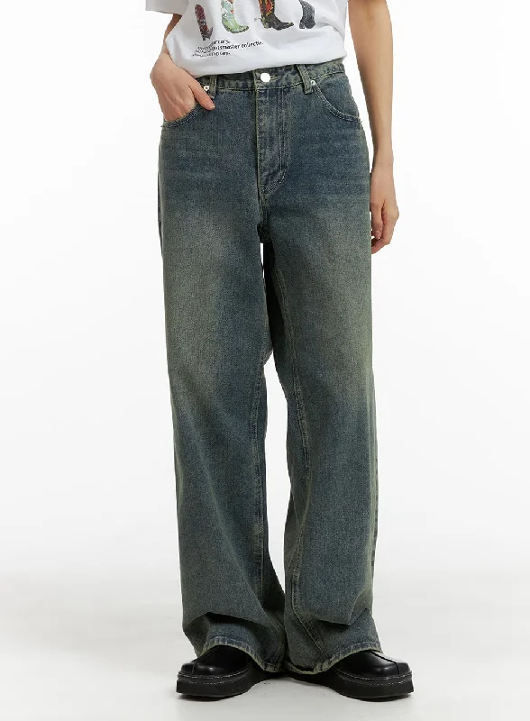 High-quality Design Urban Chic Washed Straight Unisex Jeans CM407