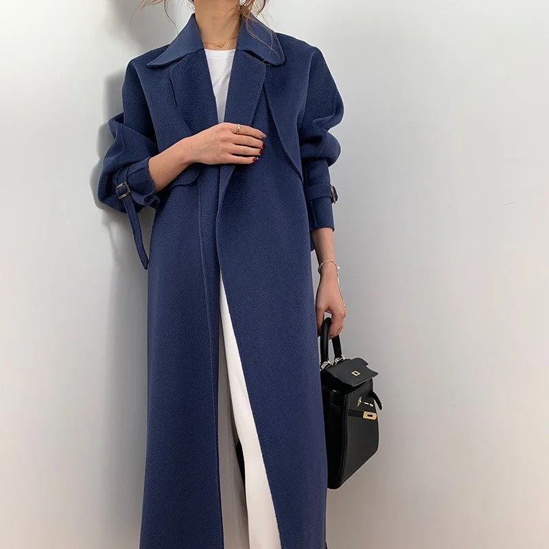 Warm Winter Series Double-sided Cashmere Coat Suit Women's Medium Length Lace-up
