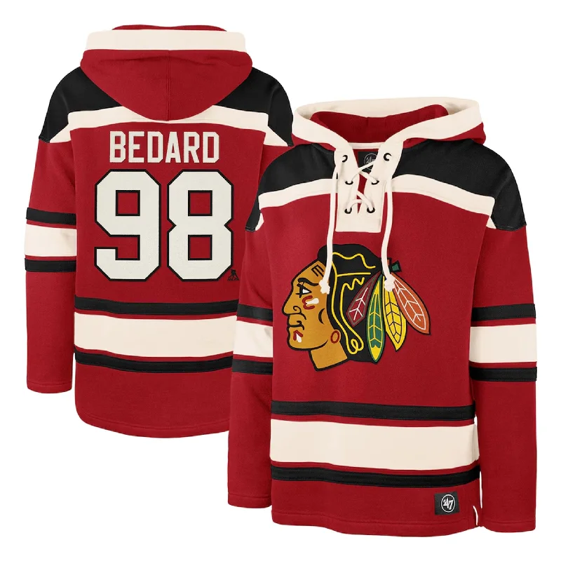 French Style 47 Brand NHLPA Lacer Fleece Mens Hoody - Chicago Blackhawks Connor Bedard