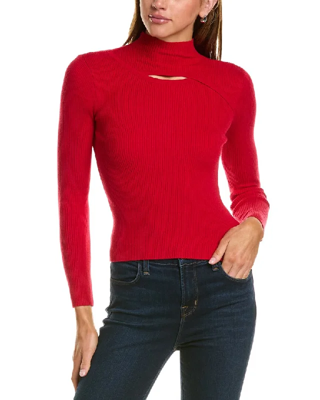 Classic Style Lea & Viola Cutout Mock Neck Sweater