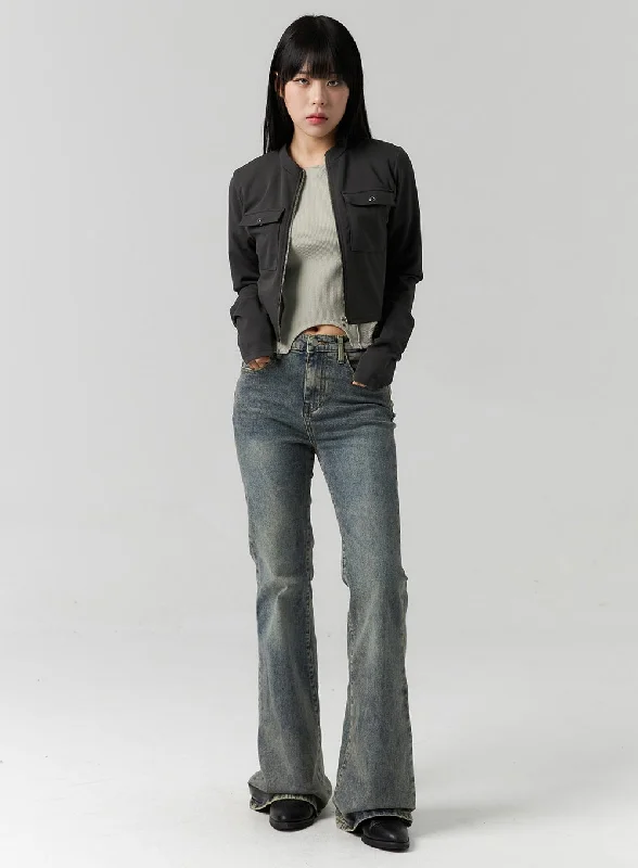 Weekend Style Slim Fit Washed Bootcut Jeans CS312
