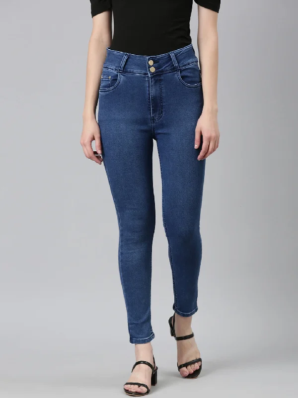 Breezy Style Women Blue Solid Slim Fit Denim Jeans