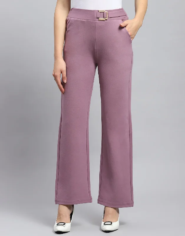 Cozy Fit Wear Women Mauve Solid Regular Fit Trouser