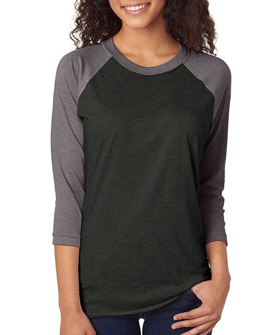 Slightly Flared Design 6051 - Next Level Unisex Triblend 3/4-Sleeve Raglan T-Shirt | Premium Heather/Vintage Black