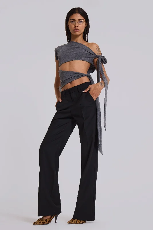 Smart Casuals Black Stacked Bootcut Suit Pants