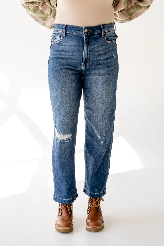 Comfortable And Versatile Tracey High Rise Relaxed Cropped Straight Jean | Dark